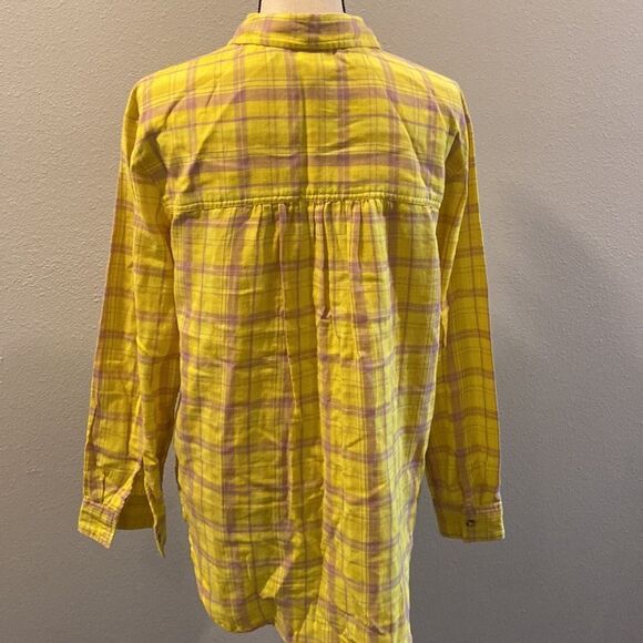 NWOT Anthropologie x Seen Worn Kept Plaid Buttondown Top Shirt in Yellow Size 6 - Picture 13 of 16